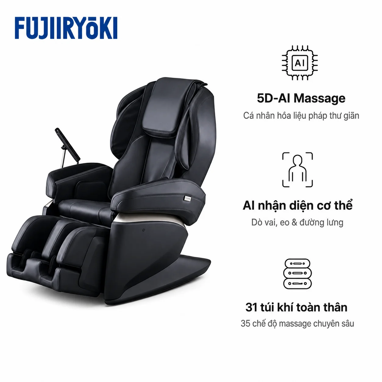 Ghế massage Fujiiryoki Cyber ​​Relax AS-2100-BK nội địa Nhật