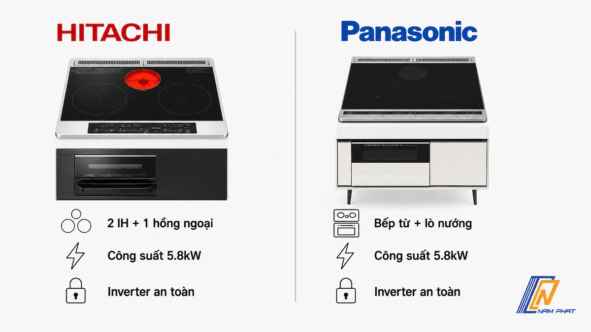 So sánh bếp từ Hitachi và Panasonic Nhật Bản nhập khẩu
