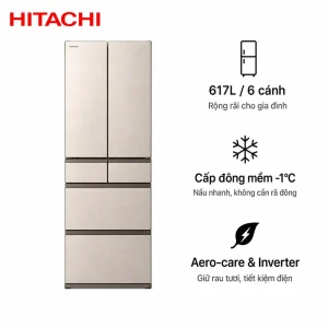 Tủ lạnh Hitachi R-HWC62T N 6 cánh - Mặt phay đẹp lạ