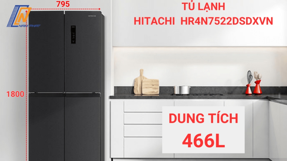 tủ lạnh Hitachi Inverter 466 lít multi door HR4N7522DSDXVN