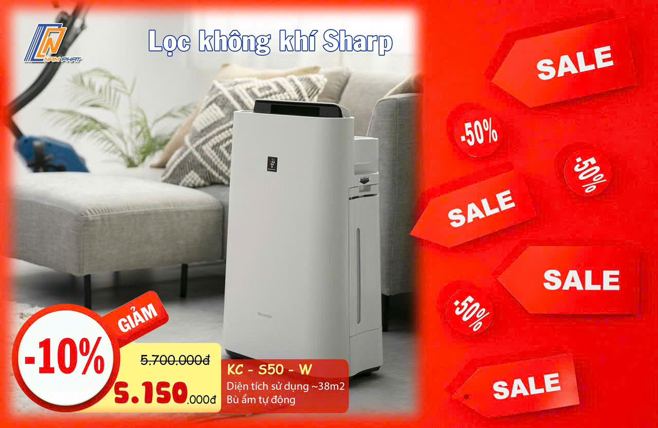 Máy lọc không khí Sharp KC-S50-W Mới Date 2025