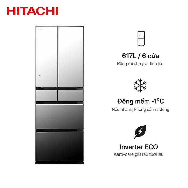 Tủ Lạnh Hitachi R-HXCC62V 617L Hàng Nhật Giá Tốt
