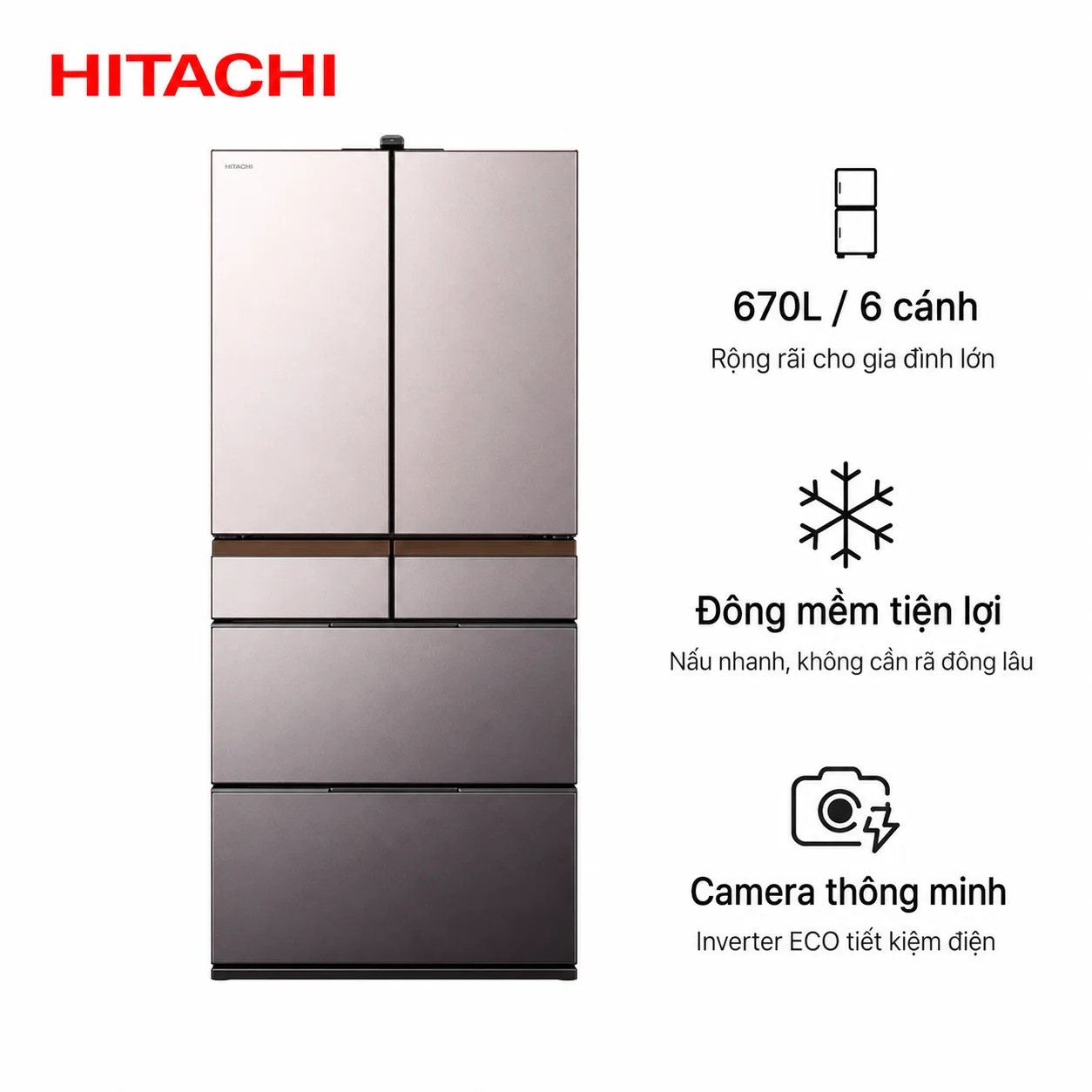Tủ lạnh Hitachi R-GXCC67V-H 670L 6 cánh [Hàng Mới]