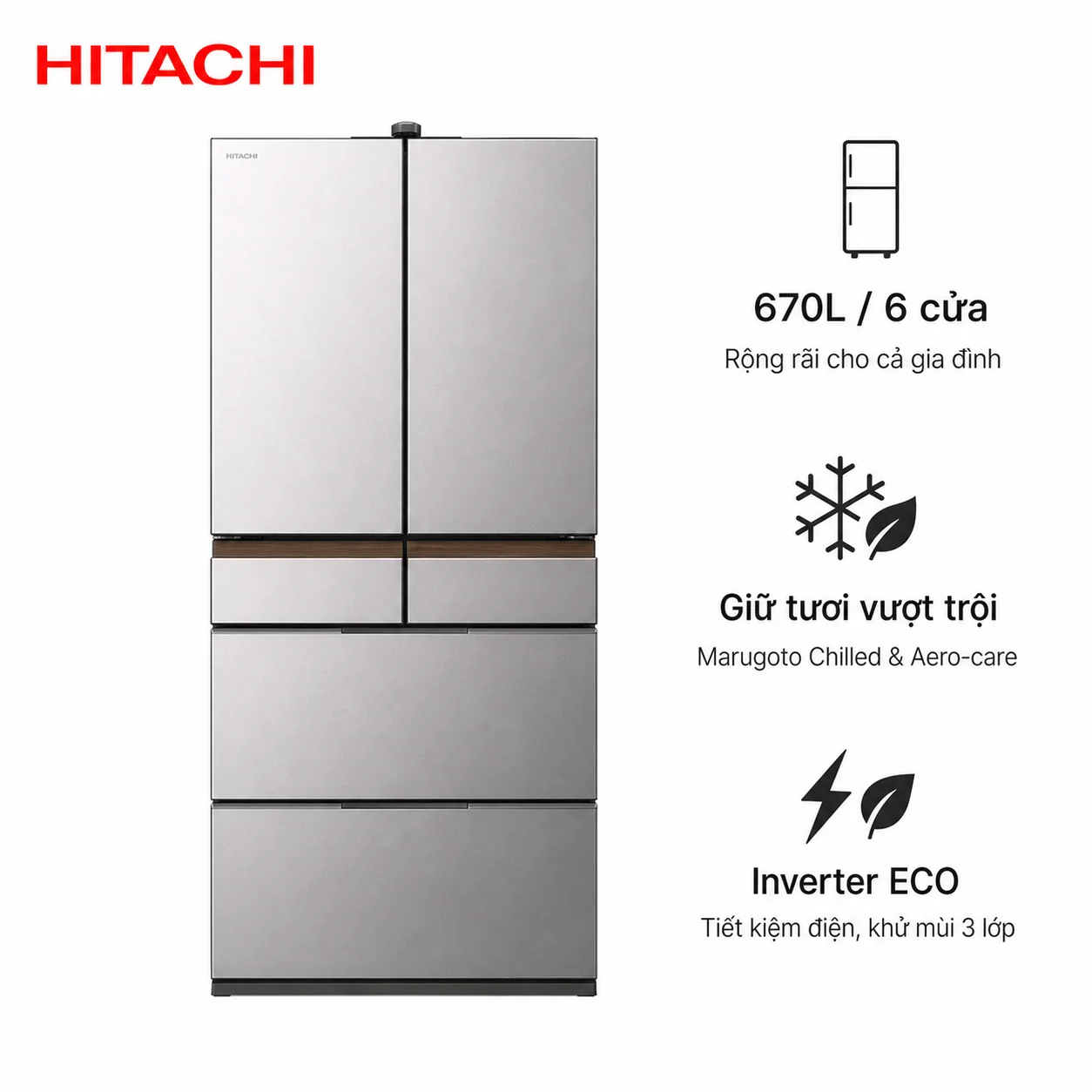 Tủ lạnh Hitachi R-GXCC67X Nội Địa Nhật mới nhất 2025