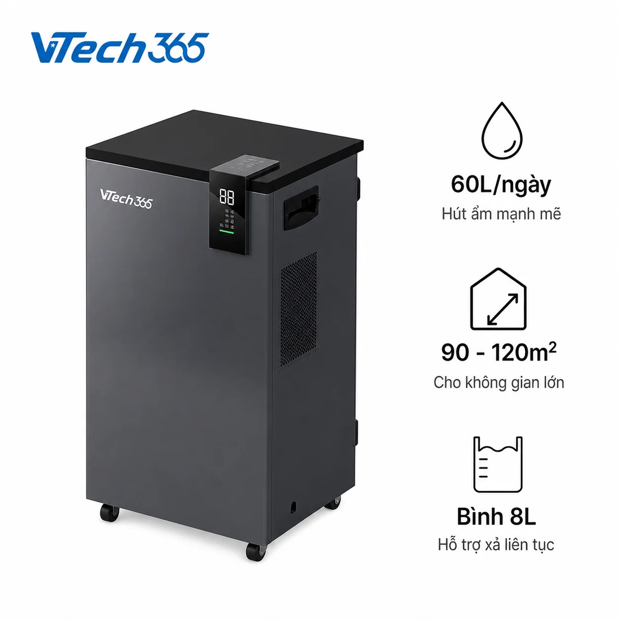 Máy hút ẩm VTECH365 VT-HA600-CN công suất 60l
