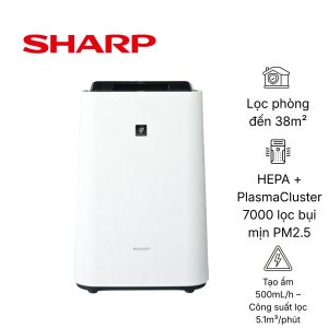 Máy lọc không khí Sharp KC-T50-W nội địa Nhật tích hợp HEPA và PlasmaCluster 7000 giúp lọc bụi mịn PM2.5, khử mùi hiệu quả và tạo ẩm tự nhiên cho phòng đến 38m².