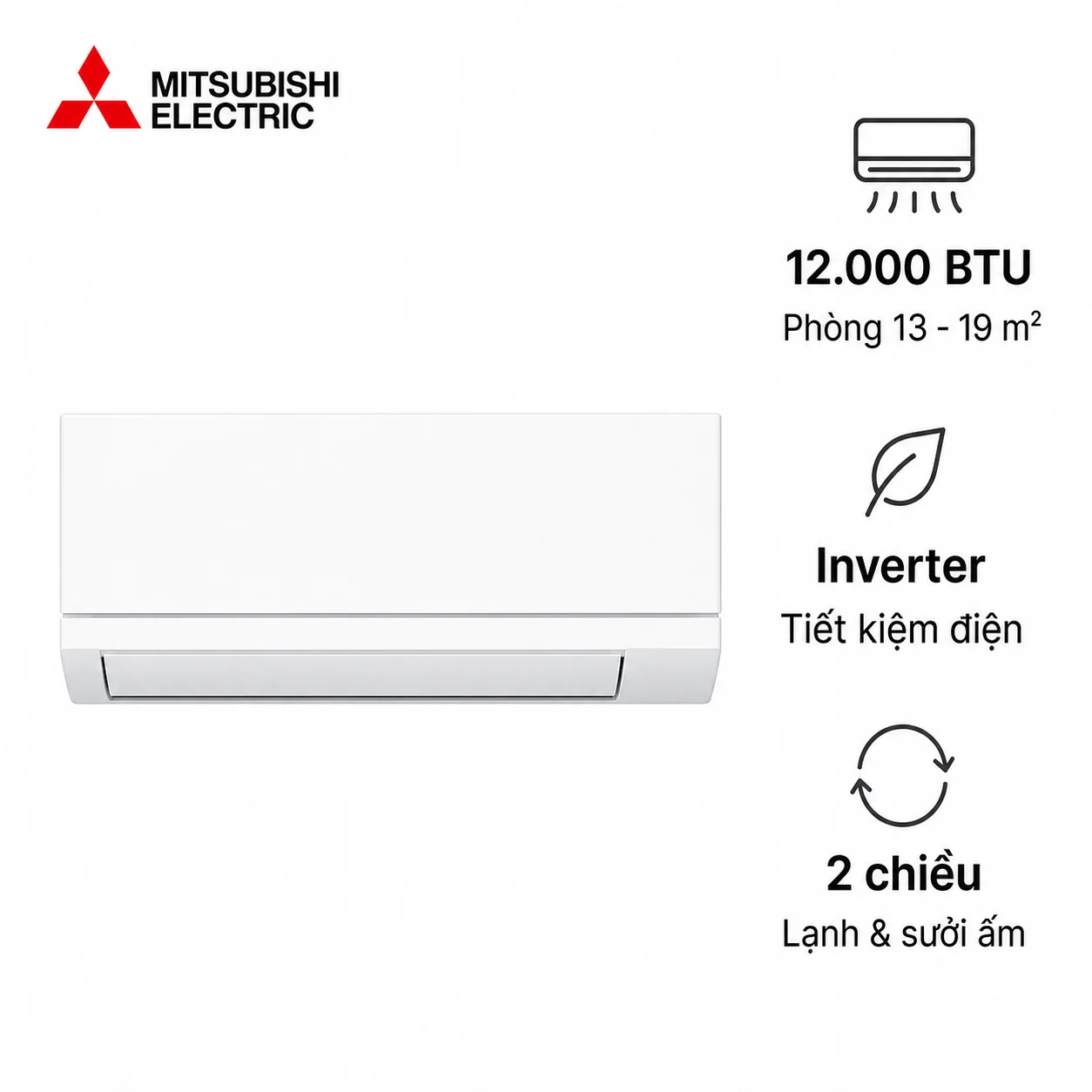 Điều hòa Mitsubishi MSZ-GV2825-W 12.000 BTU 2 chiều Inverter
