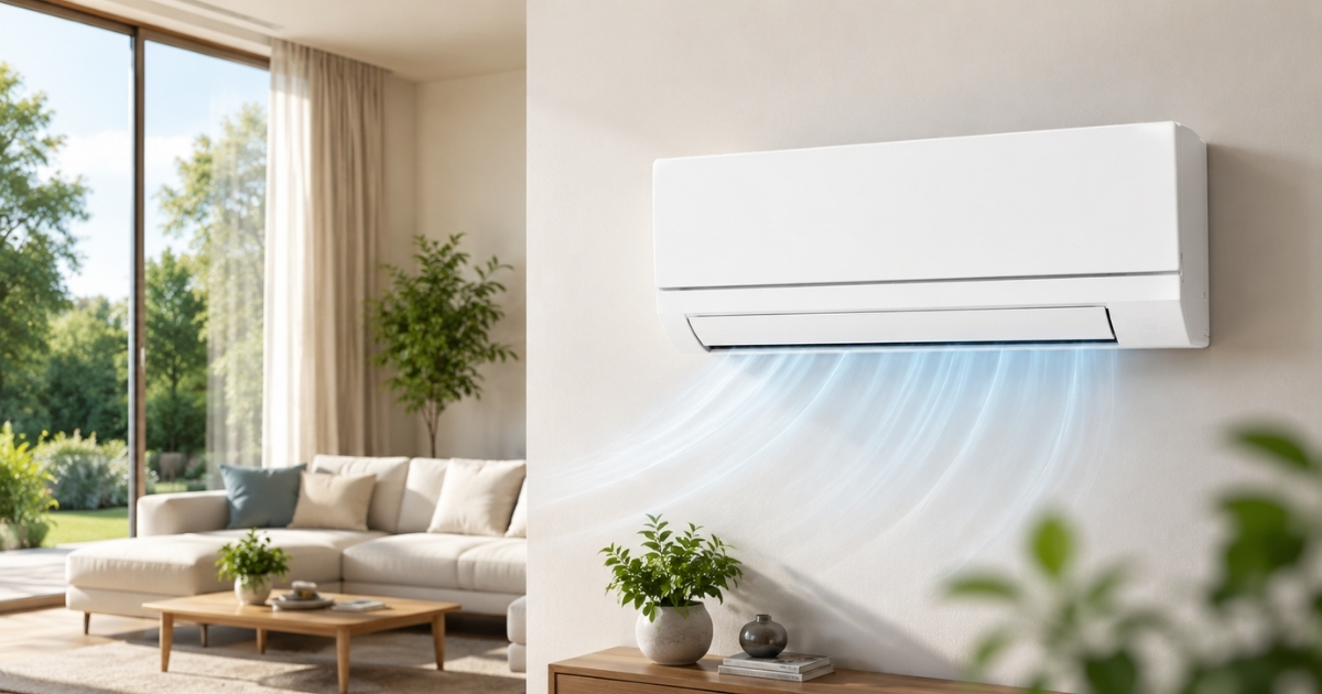 Hình ảnh điều hòa Mitsubishi MSZ-GV2825-W 12.000BTU 2 chiều inverter nội địa Nhật trong không gian phòng khách hiện đại, nổi bật với khả năng làm lạnh nhanh, vận hành êm ái và tiết kiệm điện cho phòng 15–20m2.