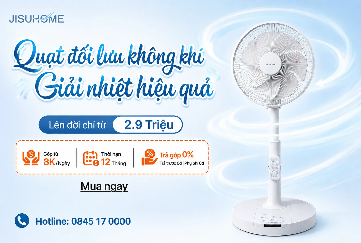 QUẠT JISUHOME MH-F2601-W QUẠT ĐỐI LƯU 3D 12 CẤP GIÓ, SIÊU ÊM, TIẾT KIỆM ĐIỆN