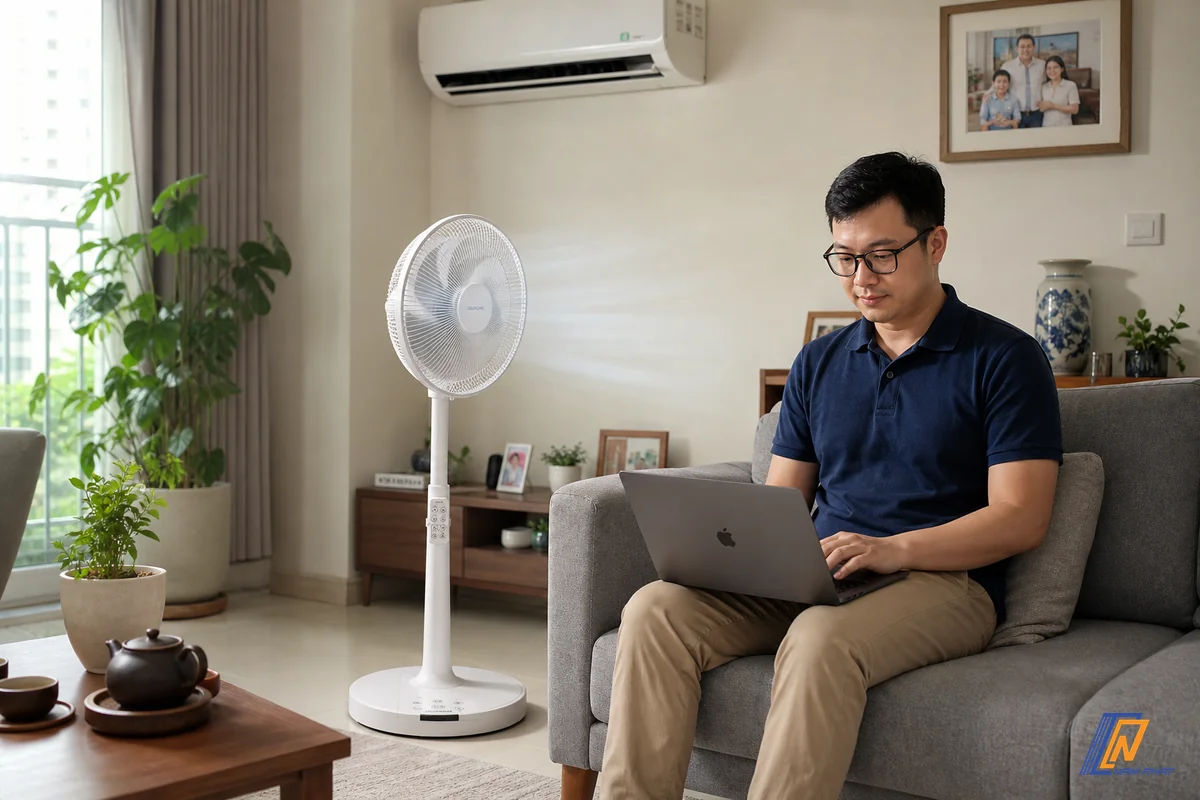 Quạt Jisuhome MH-F2601-W dùng cùng điều hòa trong phòng khách