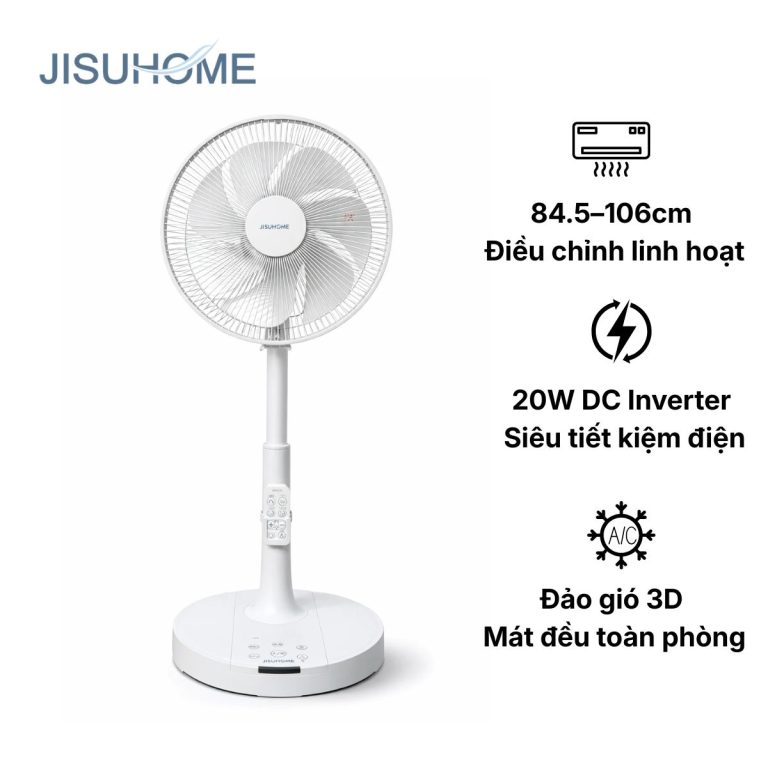 quạt jisuhome mh-f2601-w quạt đối lưu 3d 12 cấp gió