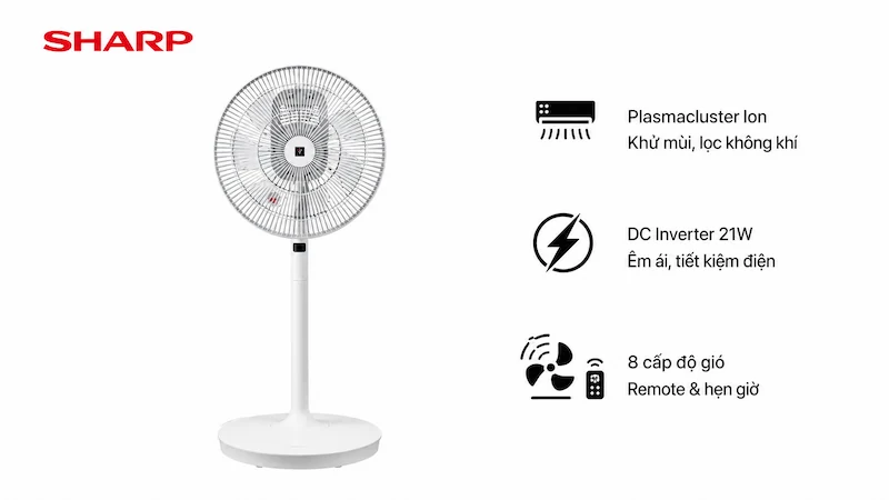 Quạt Sharp PJ-S3DS-W nội địa Nhật công nghệ đảo gió 3D