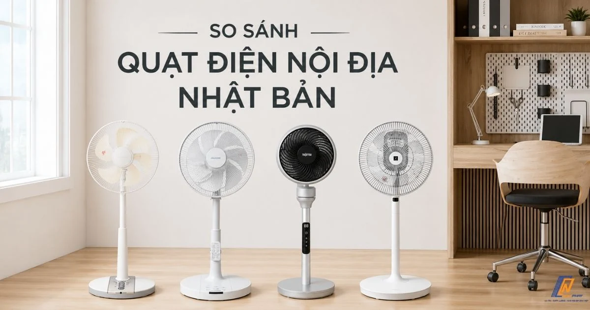So Sánh Quạt Nhật Nội Địa: Hitachi, Panasonic, Sharp, Toshiba 2026
