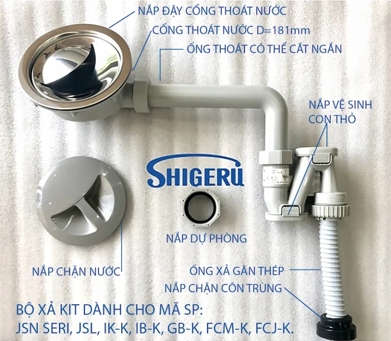 Bộ xi phông thoát nước của chậu Shigeru LE JSL-K 2F FS hỗ trợ thoát nước