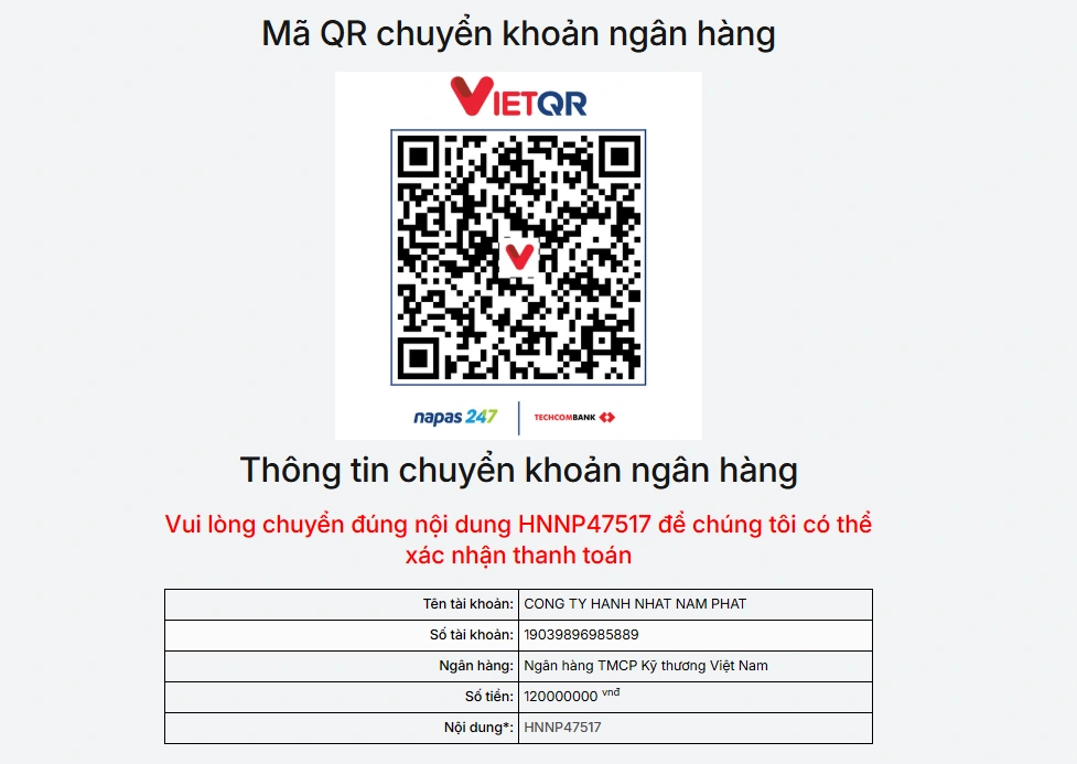 Thanh toán khi mua hàng tại Hàng Nhật Nam Phát
