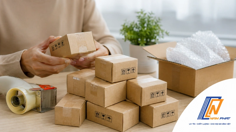 Ảnh các kiện hàng nhỏ được đóng gói cẩn thận
