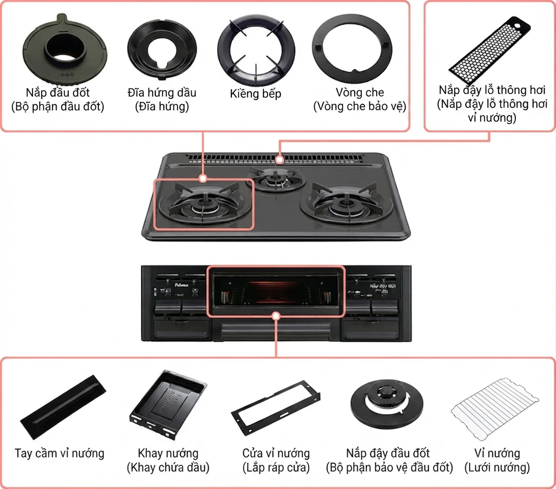 Mâm chia lửa và đầu đốt Eco Burner bằng đồng thau nguyên khối