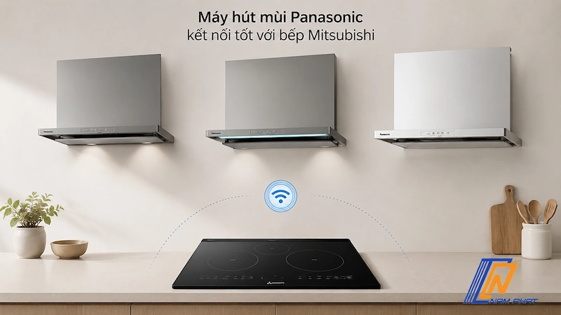 Các dòng máy hút mùi Panasonic tương thích kết nối tốt với bếp Mitsubishi