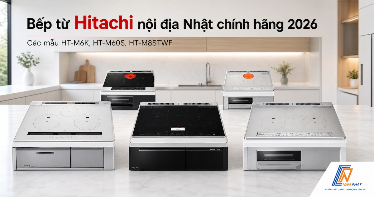 Bếp từ Hitachi nội địa Nhật chính hãng 2026 - các mẫu HT-M6K, HT-M60S, HT-M8STWF