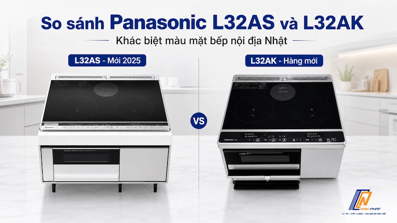 So sánh bếp từ Panasonic L32AK và L32AS nội địa Nhật - khác biệt màu mặt bếp