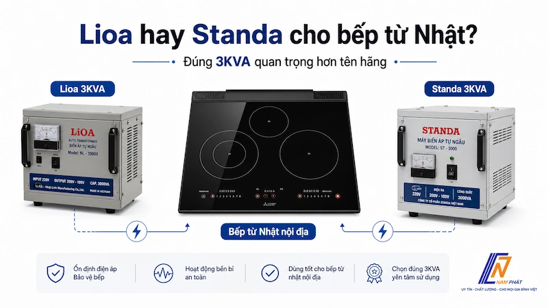 Biến áp 200V 220V 3KVA Lioa Standa dùng cho bếp từ Nhật nội địa