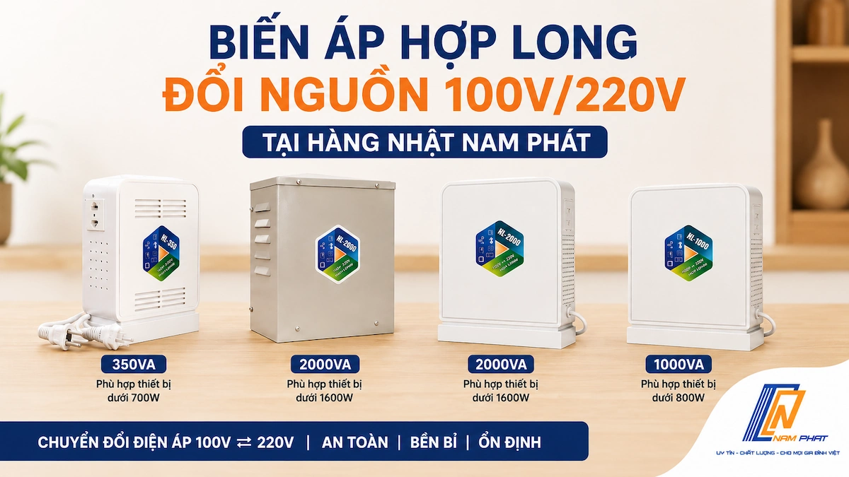 Các dòng biến áp Hợp Long đổi nguồn 100V/220V tại Nam Phát.