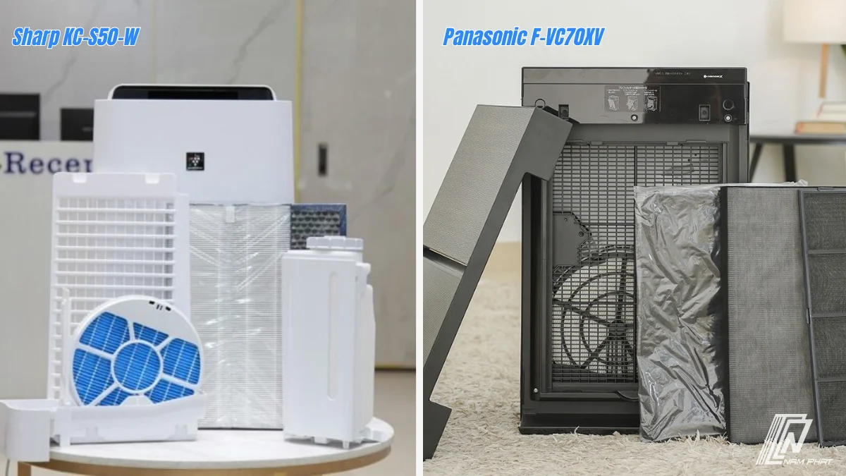 Bình nước tạo ẩm Sharp KC-S50-W và Panasonic F-VC70XV-W