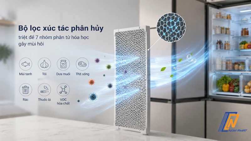 Bộ lọc xúc tác phân hủy triệt để 7 nhóm phân tử hóa học gây mùi hôi