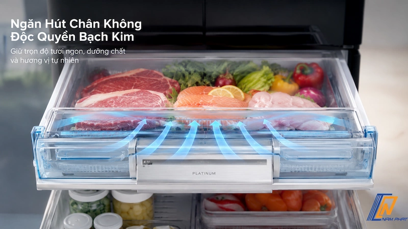 Ngăn hút chân không độc quyền bạch kim của tủ lạnh Hitachi nội địa Nhật