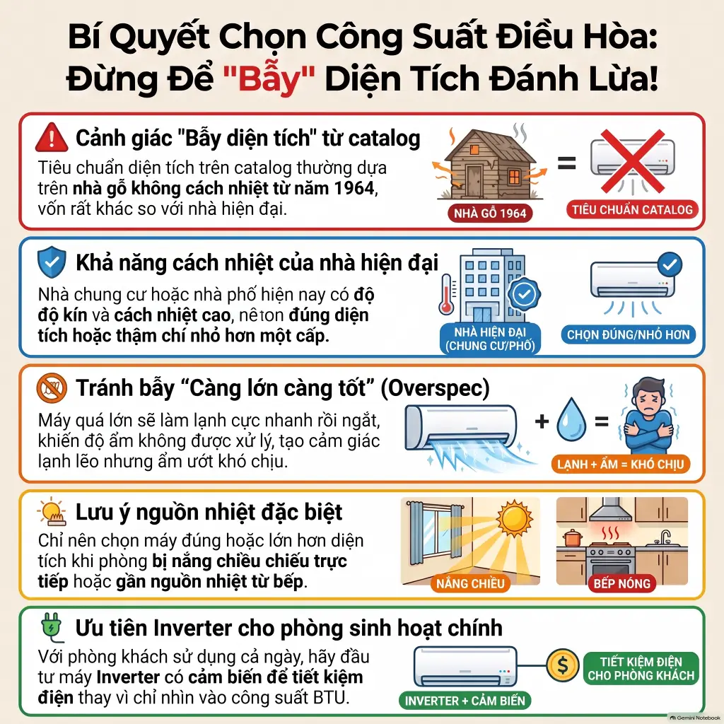 Các yếu tố ảnh hưởng khi chọn công suất điều hòa