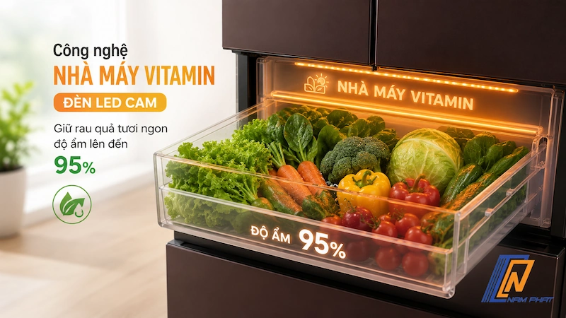 Công nghệ Nhà máy Vitamin đèn LED cam giữ rau quả tươi ngon ẩm 95%