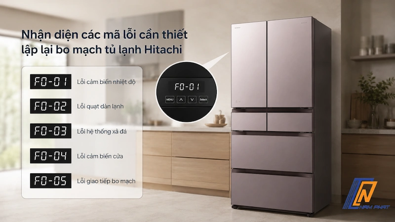 Nhận diện các mã lỗi cần thiết lập lại bo mạch tủ lạnh Hitachi