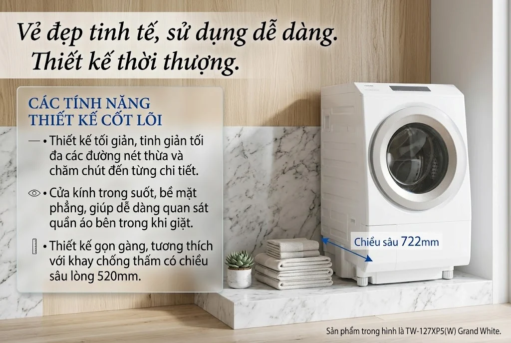 Bảng tổng hợp công năng nổi bật trên máy giặt sấy Toshiba TW-127XM5L.