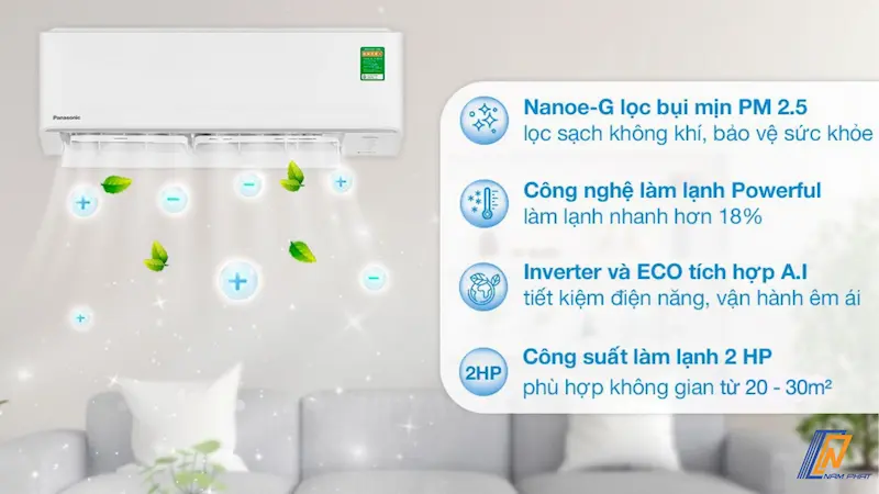 Công nghệ Nanoe-G diệt bụi mịn PM2.5 và Plasmacluster Ion khử mùi