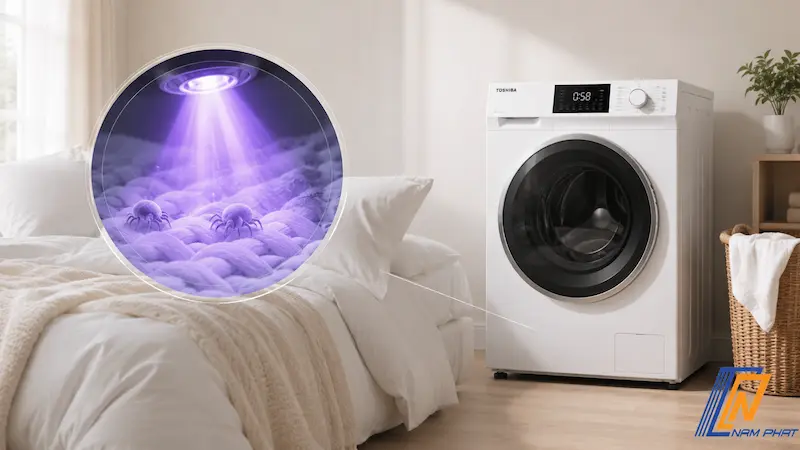 Diệt ve bụi mạt bám sâu trong sợi vải bằng tia cực tím chăn ga gối nệm