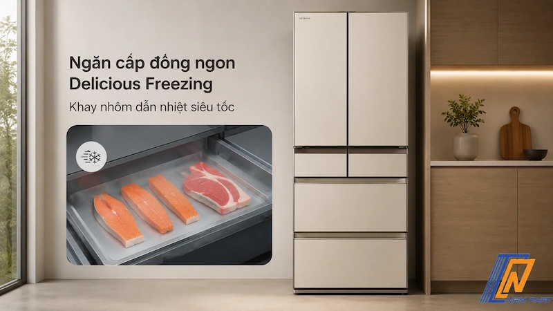 Ngăn cấp đông ngon Delicious Freezing với khay nhôm dẫn nhiệt siêu tốc