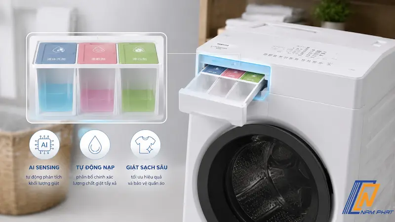 Hộp tự động nạp phân bổ chất giặt tẩy xả vải thông minh AI Sensing