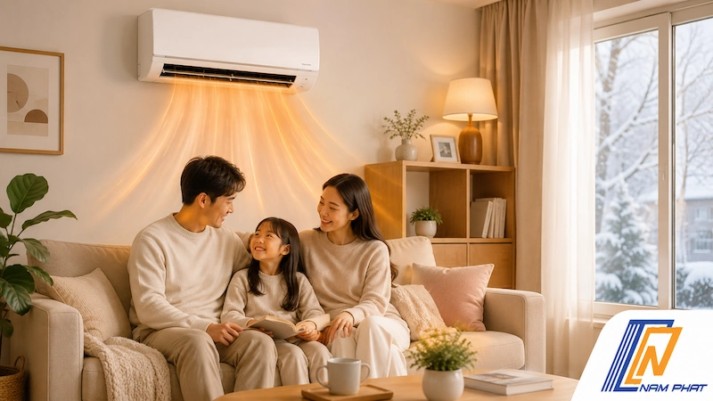 Trải nghiệm không khí ấm áp dễ chịu khi bật chế độ sưởi của điều hòa 2 chiều