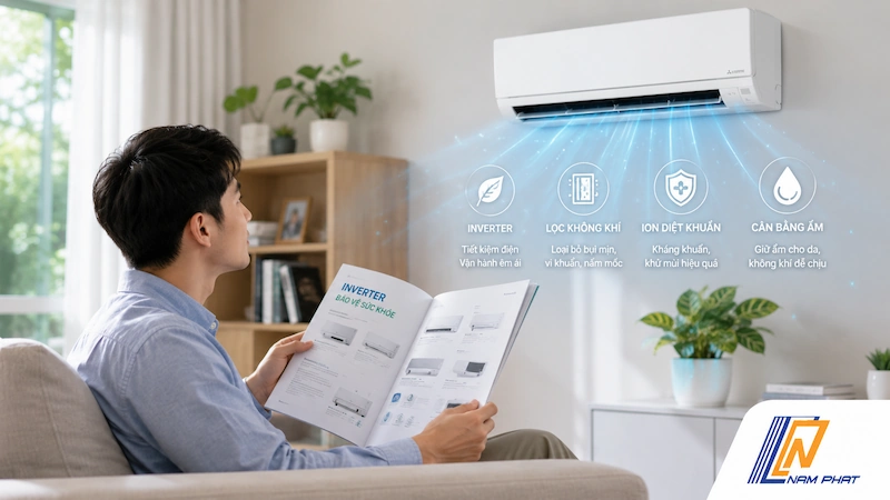 Đội ngũ Hàng Nhật Nam Phát tư vấn các dòng điều hòa Inverter tích hợp tính năng bảo vệ sức khỏe