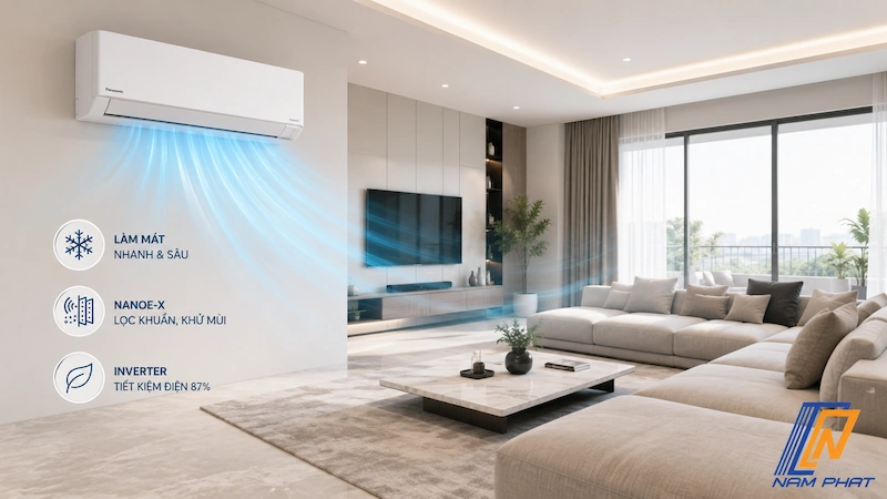 Điều hòa Inverter Panasonic công suất lớn làm mát hiệu quả cho phòng khách rộng