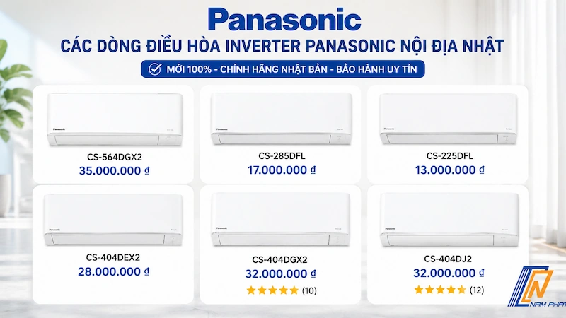 Các dòng điều hòa Inverter Panasonic nội địa Nhật mới chính hãng tại Hàng Nhật Nam Phát