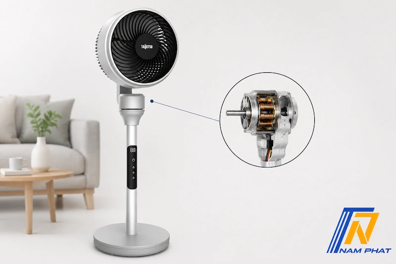 Cận cảnh cấu tạo động cơ DC không chổi than của quạt Nhật