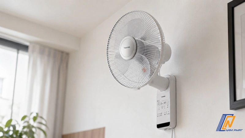 Thiết kế lắp đặt thực tế của quạt treo tường Toshiba TF-30RK28 mỏng gọn