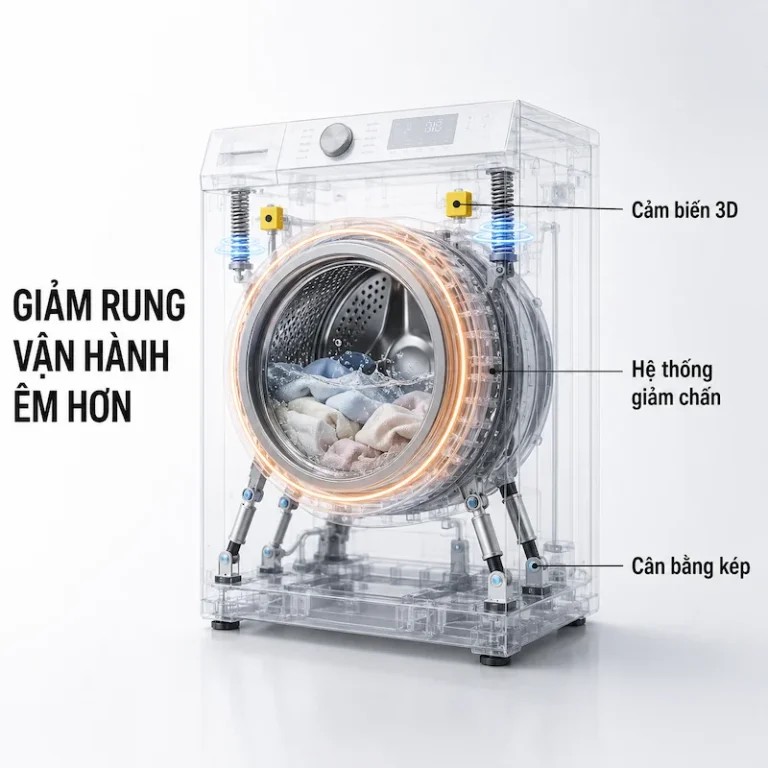 Hệ thống giảm rung và cân bằng trên máy giặt Panasonic NA-LX125EL-W