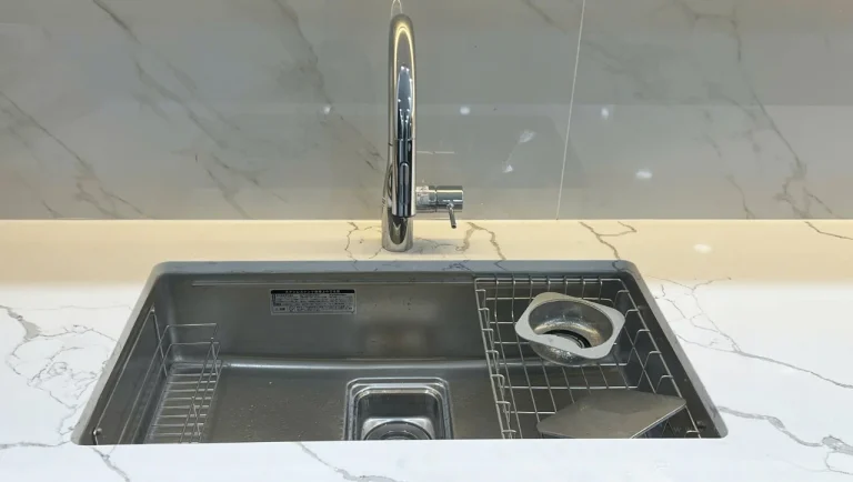Chậu 1 hố Shigeru LE JSM-K 2F FS nội địa Nhật - toàn cảnh lắp âm bếp, 2 tầng ray trượt