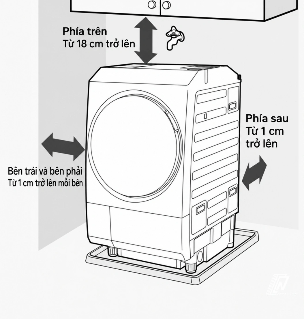 Kích thước Toshiba TW-127XP4L và TW-127XM4L gồm ống cấp xả
