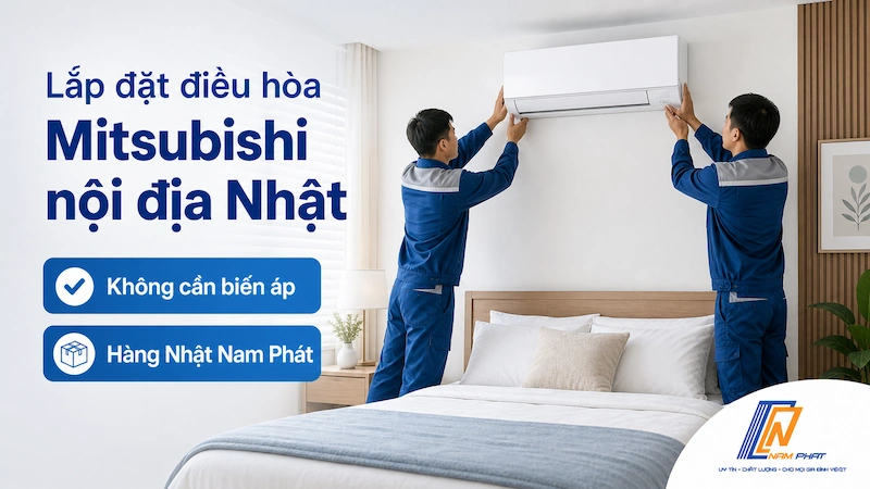 Lắp đặt điều hòa Mitsubishi nội địa Nhật tại Việt Nam - không cần biến áp