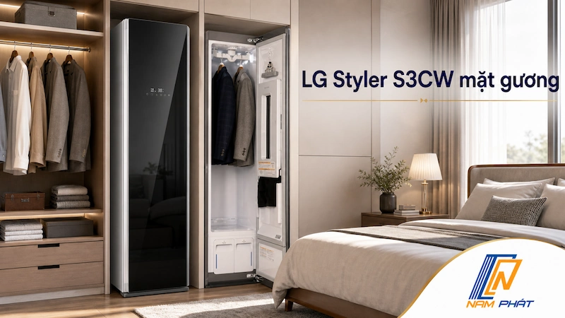 LG Styler S3CW mặt gương - đặt trong phòng ngủ tích hợp tủ quần áo