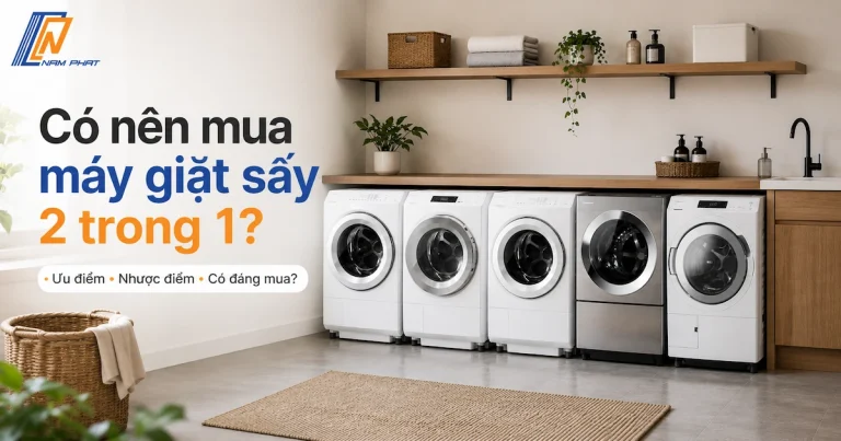 Máy giặt sấy 2 trong 1 lắp đặt gọn gàng trong phòng giặt diện tích nhỏ