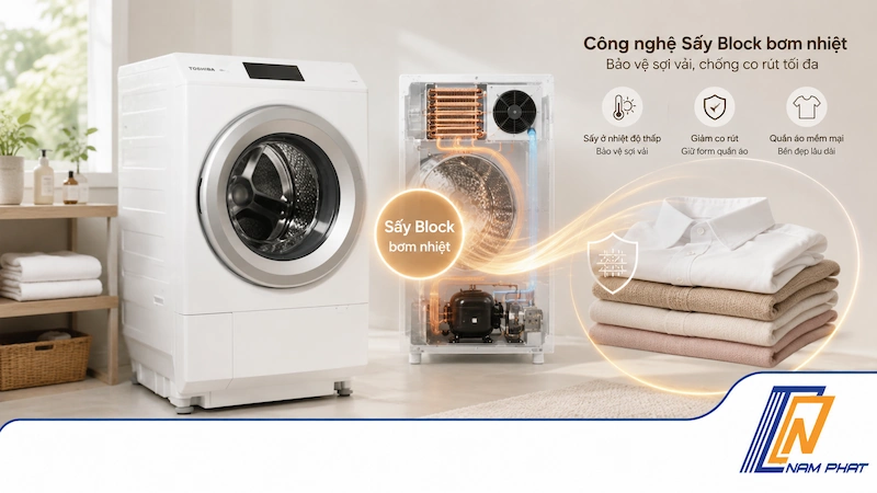 Công nghệ sấy Block bơm nhiệt bảo vệ sợi vải chống co rút tối đa